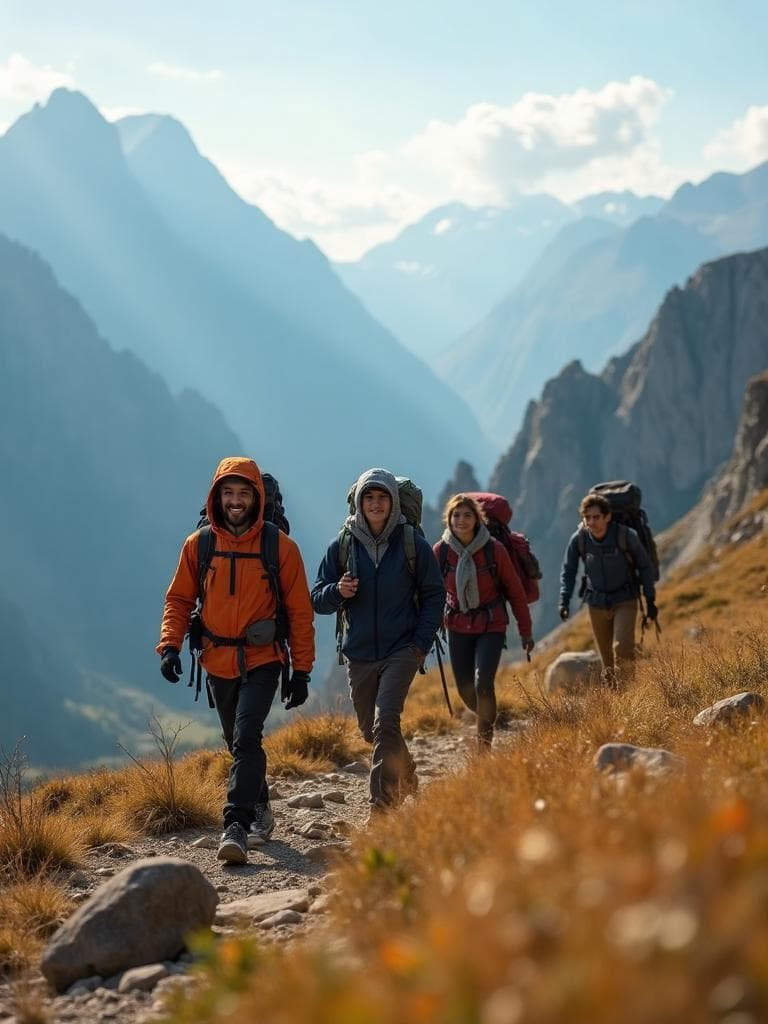 Group of hikers on adventure